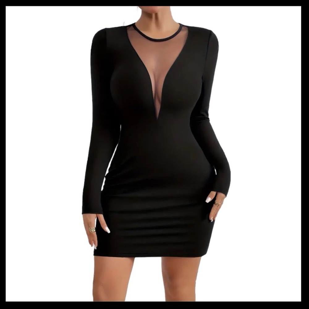 BOUTIQUE Black Plunge Neckline 
Bodycon Mini Dress